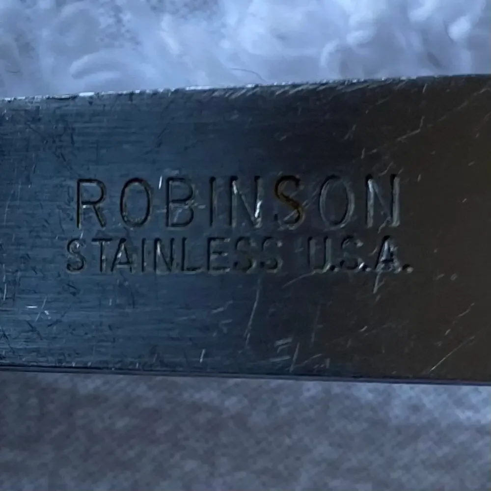 VTG ROBINSON STAINLESS STEEL USA Extra Wide Kitchen Spatula Wooden Handle 12